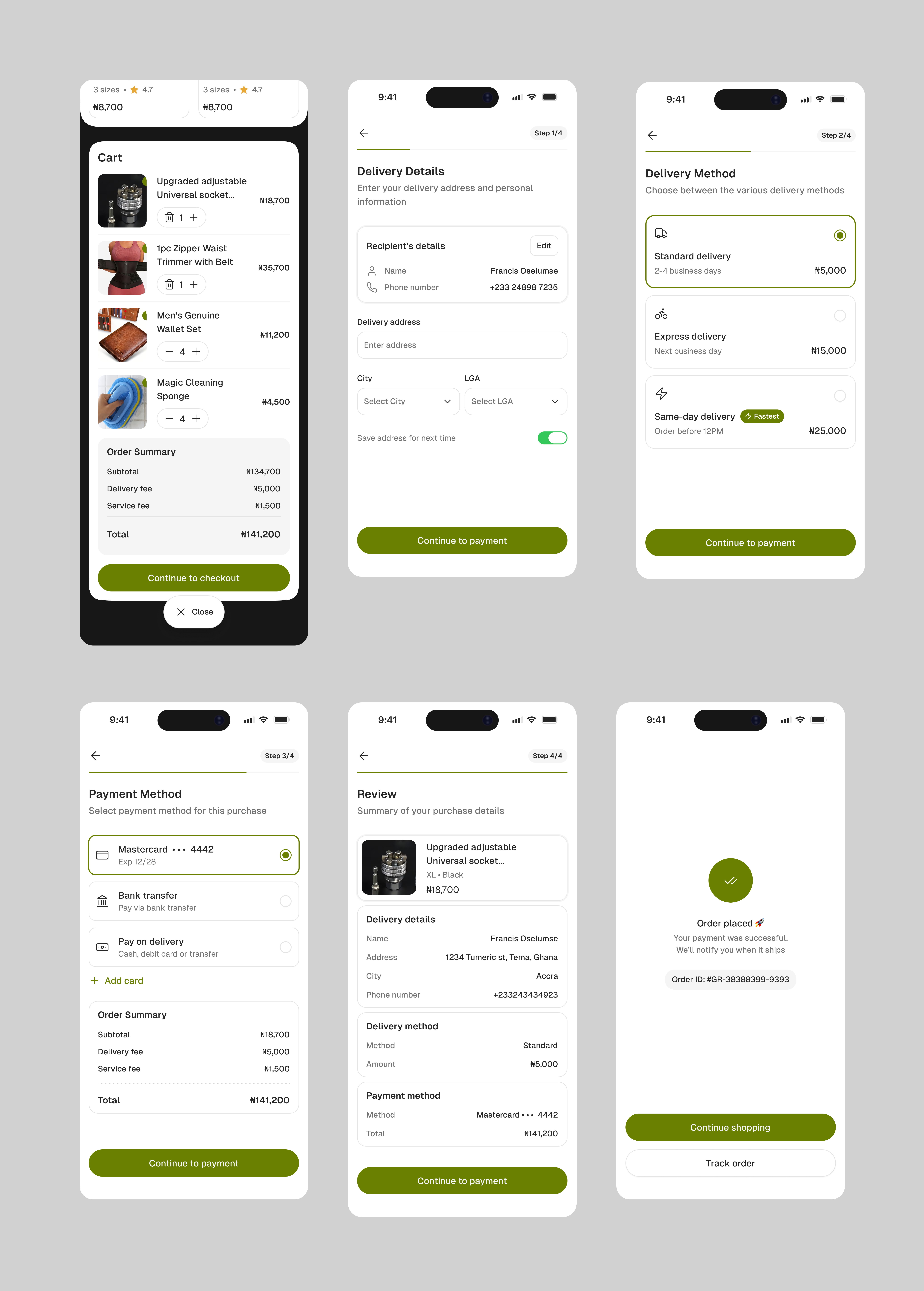 Kaycart cart and order