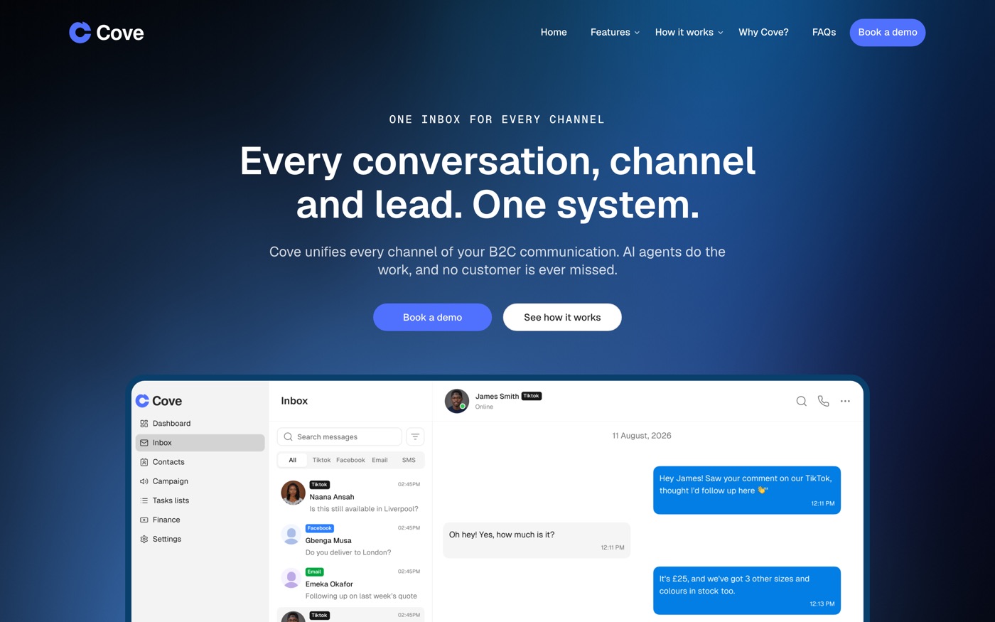 Cove homepage