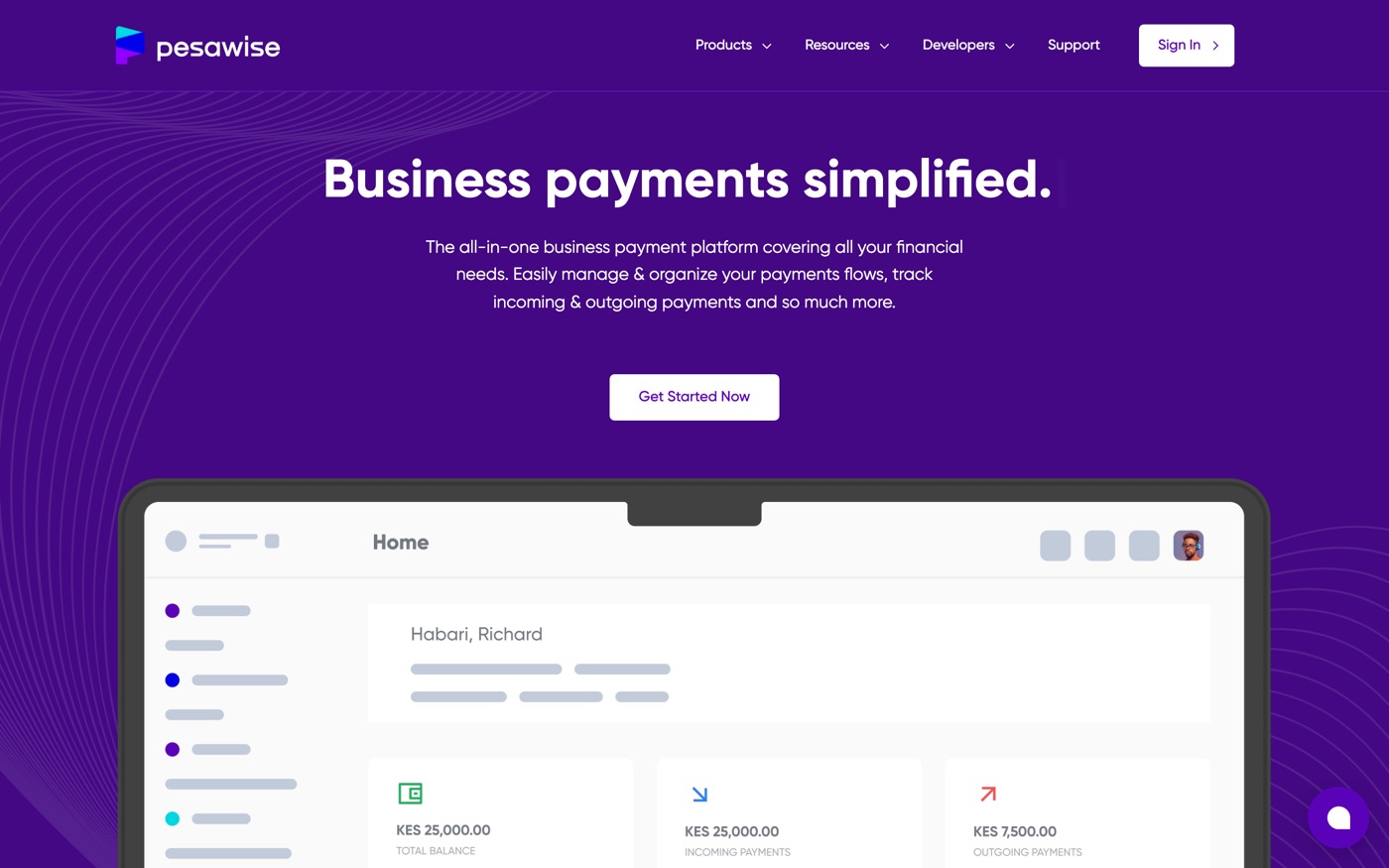Pesawise homepage