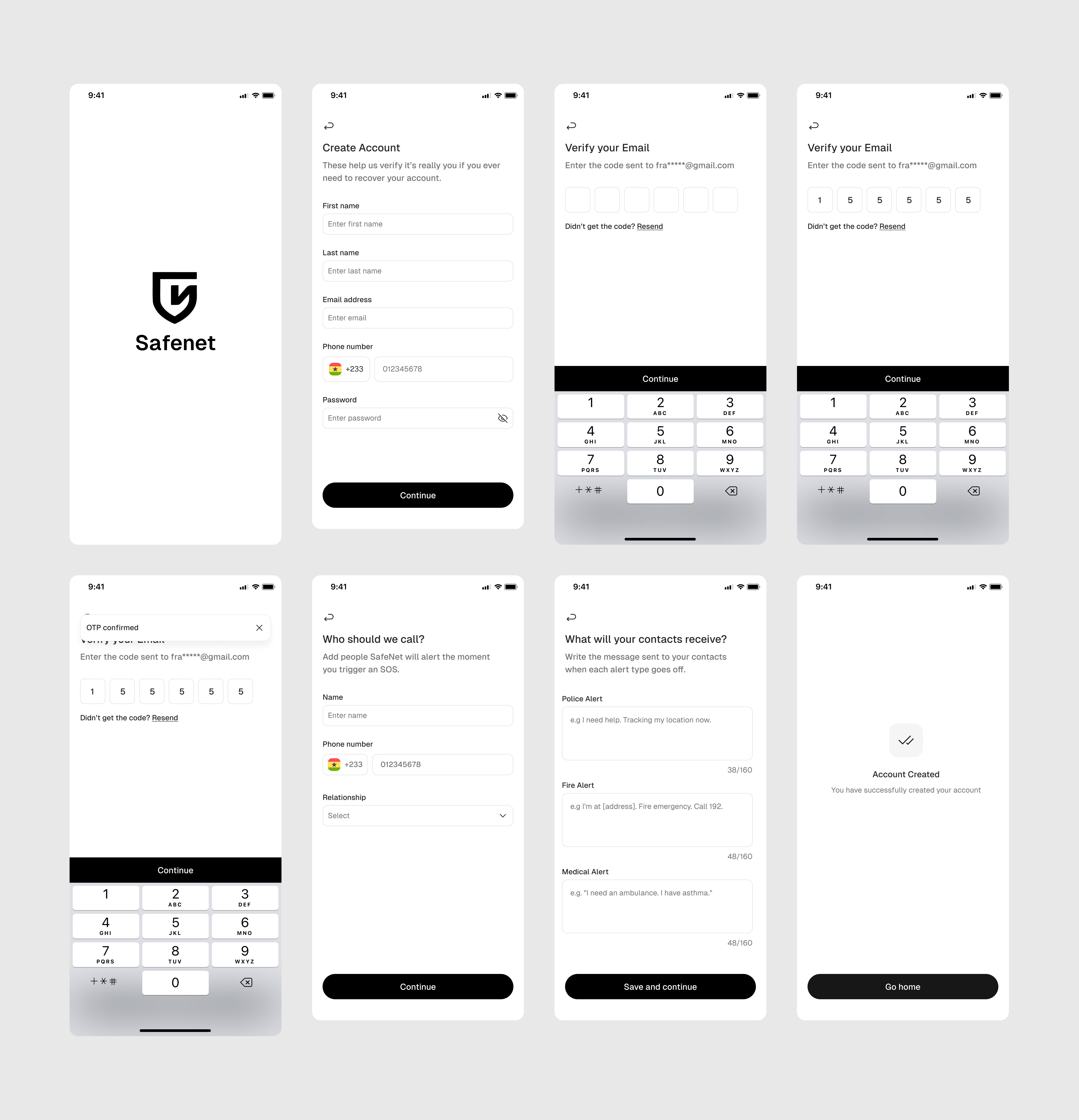 SafeNet onboarding flow